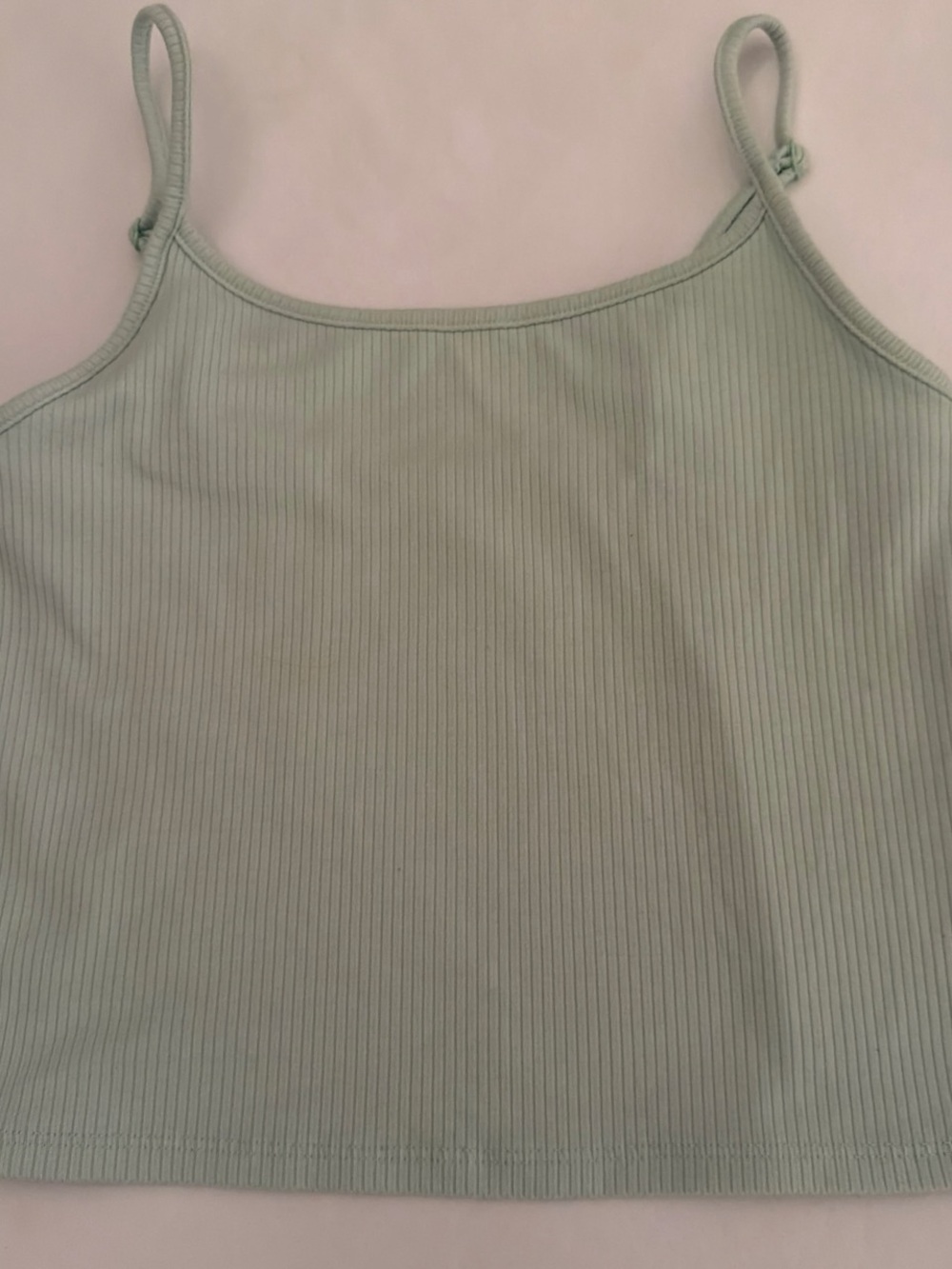 American Eagle Ribbed Spaghetti Strap Crop Top - Sage Green
